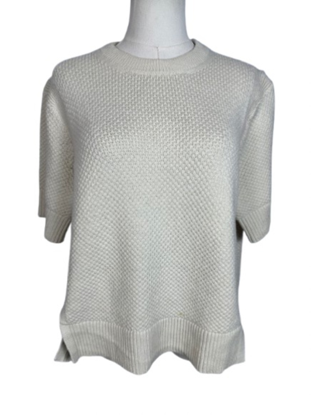 Banana Republic Cream Textured Knit Short Sleeve Sweater Size S